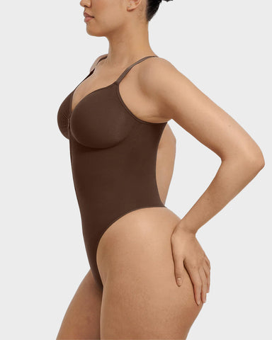 Seamless Zipper Front Shaping Thong Bodysuit