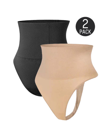 Seamless High-Waisted Shaper Thong Panty（2pcs ）
