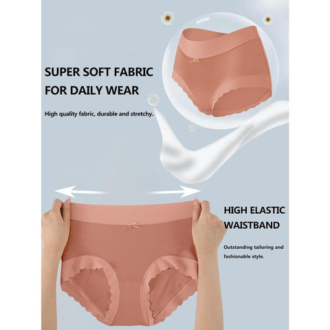 Silky High-Waist Seamless Briefs With Scalloped Edges (6 pack)