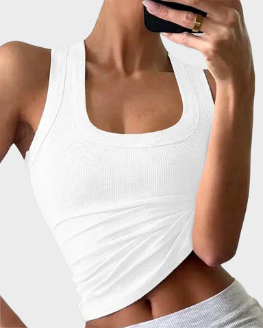 Slim-Fit Ribbed Crop Tank Top