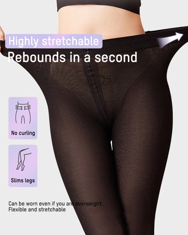 Slim Ribbed 120D Micro-Compression Sheer Tights