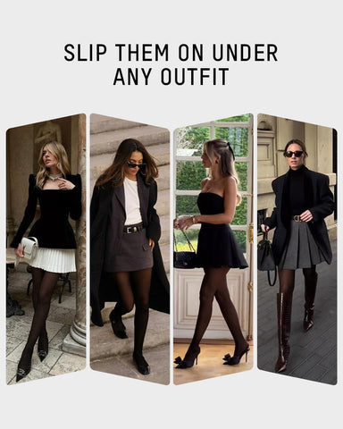 Slimming Semi-Sheer Black Tights