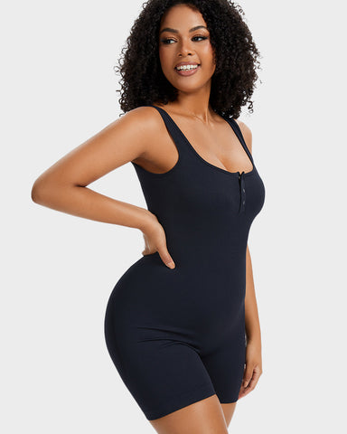 Snap Button Shaping Shorts Bodysuit