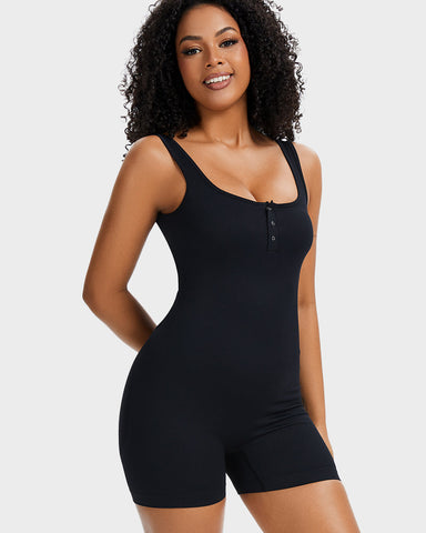 Snap Button Shaping Shorts Bodysuit
