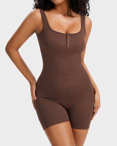Snap Button Shaping Shorts Bodysuit