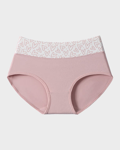 Soft Cotton Heart Print High-Waist Panties (6 Pack)