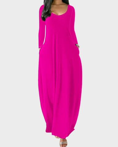 Solid Color Pocket Lounge Dress
