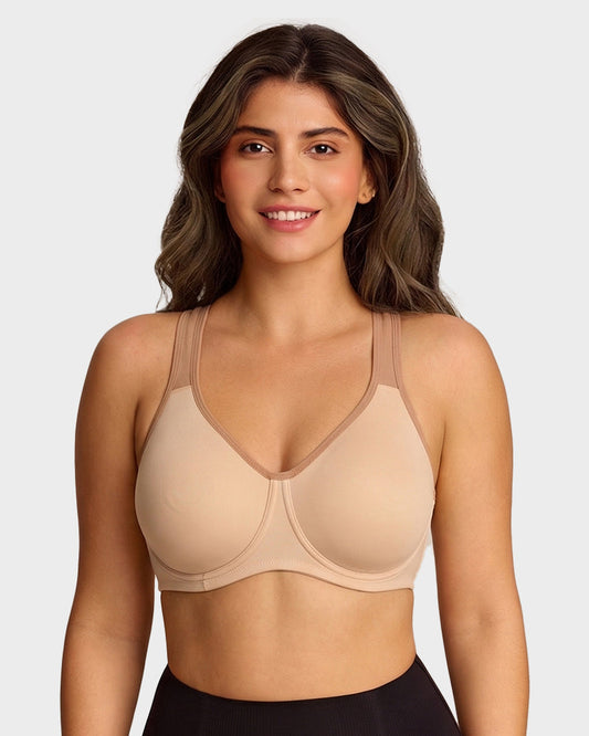 Unlined External Underwire Full Coverage Sports Bra