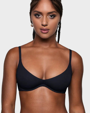 Unlined Plunge Balconette Bra with Underwire
