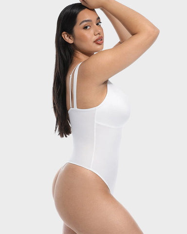 V-Neck Lace Thong Shapewear Bodysuit