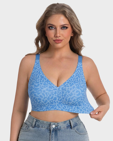 Wireless Leopard V-Neck Contour Bra