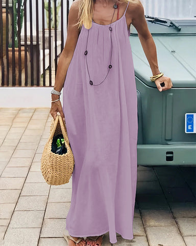 Women's Solid Color Backless Cami Dress