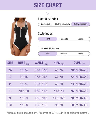 Zip-Front Color Block Tummy Control Swimsuit