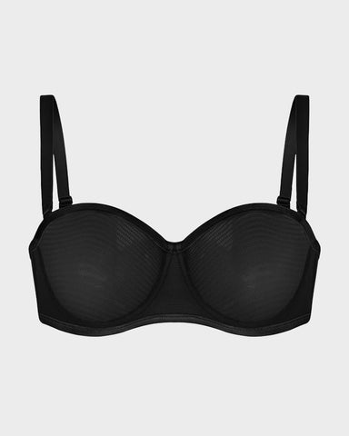 Strapless Mesh Underwire Balconette Bra