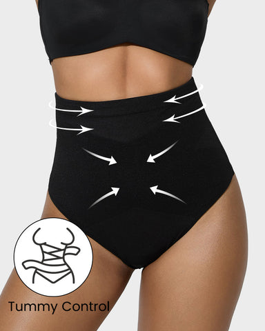 High Waist Criss-Cross Mesh Shaping Thong Panty