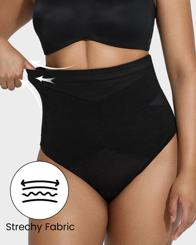 High Waist Criss-Cross Mesh Shaping Thong Panty