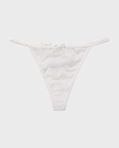 Lace-Trim Mesh V-String Panty