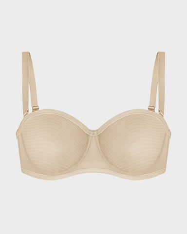 Strapless Mesh Underwire Balconette Bra