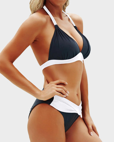 Vintage Halter Neck Bikini Swimsuit Set